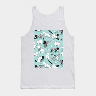 Origami kitten friends // pattern // aqua background paper cats Tank Top